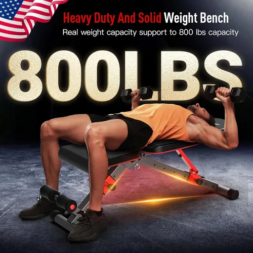 Vista 3 de HARISON Adjustable Weight Bench for Home Gym, Heavy Duty 800LBS Commercial Workout Bench, Multi-Position Incline Flat Decline Sit Up Bench for Full