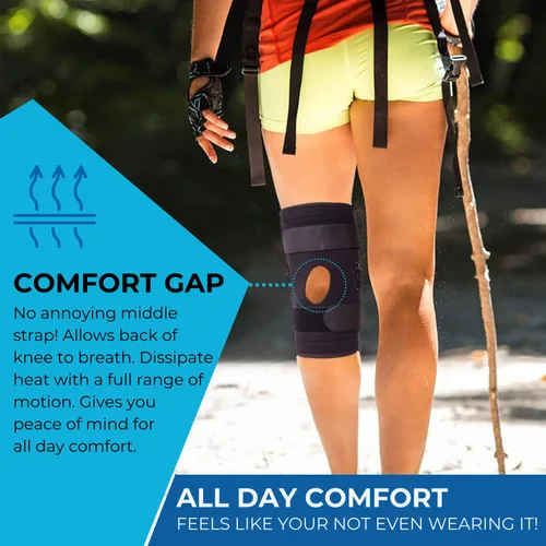Vista 6 de Comfyorthopedic Rodillera Envolvente con Bisagras Ajustable Talla Grande Soporte de Rodilla con Estabilizadores Metálicos Laterales Removibles