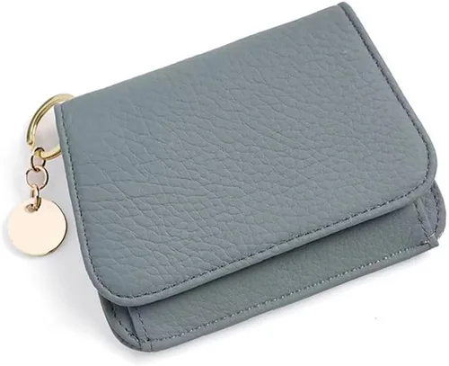 Vista 10 de Mudono - Billetera pequeña para mujer con bloqueo RFID, de cuero genuino, tarjetero, billetera delgada de tres pliegues con bolsillo con cremallera