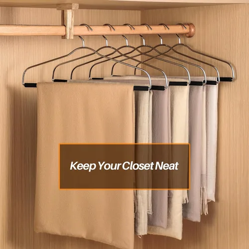 Vista 4 de Perchas extra anchas para cortinas y mantas, resistentes que ahorran espacio con tubo antideslizante, ideales para edredones, sacos de dormir