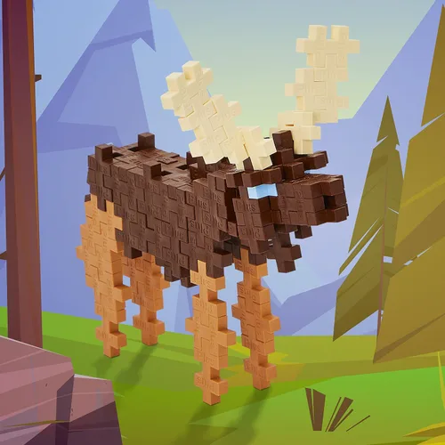 Vista 2 de PLUS PLUS Moose - Juego de figuras de animales en 3D de bloques de construcción, mini piezas de rompecabezas entrelazadas, juguetes divertidos