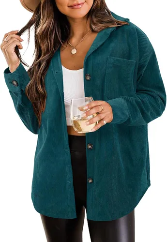 Vista 15 de ZOLUCKY Chaqueta de manga larga con botones para mujer, talla grande, blusas