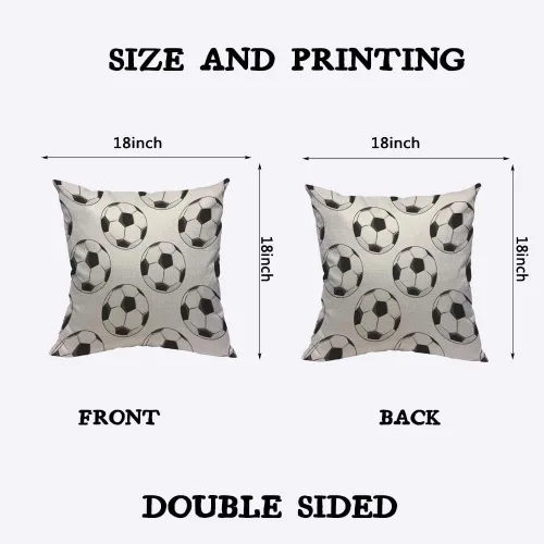 Vista 2 de TKS MITLAN Funda de almohada con patrón de fútbol deportivo 18x18 pulgadas negro blanco pelota de fútbol almohadas fitness almohadas decorativas