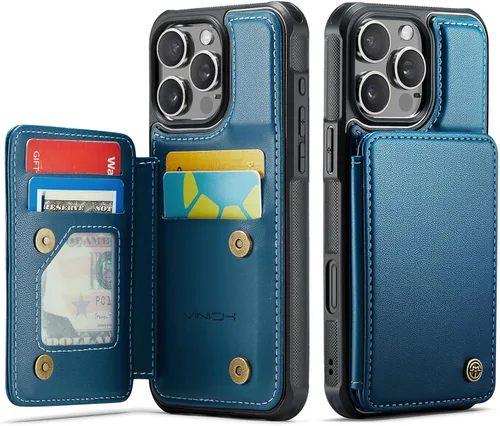 Vista 118 de Vinich for iPhone XR Wallet Case with Card Holder, Black RFID Blocking Credit Slots, Kickstand, Shockproof Flip Phone Cover, PU Leather, Double