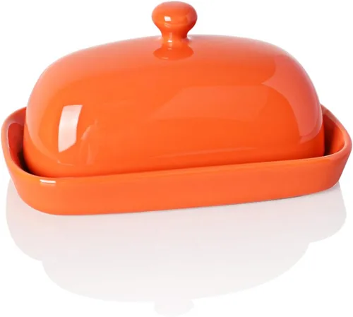 Vista 14 de Sweejar Mantequillera de cerámica con tapa para encimera, recipiente para mantequilla de porcelana con mango de perilla, recipiente para mantequilla