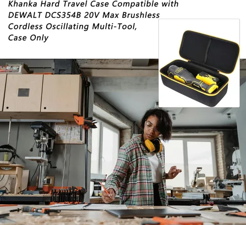 Vista 6 de khanka Funda rígida de viaje compatible con DEWALT DCS354B / DCS356B ATOMIC 20V Max sin escobillas sin escobillas multiherramienta oscilante, solo