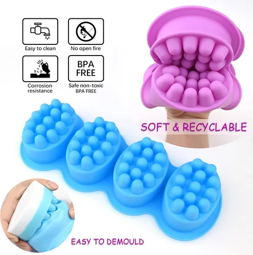 Vista 2 de Moldes de jabón de silicona para barra de masaje, paquete de 2 moldes de hielo para peine de cabello 3D, moldes de jabón de silicona para hacer
