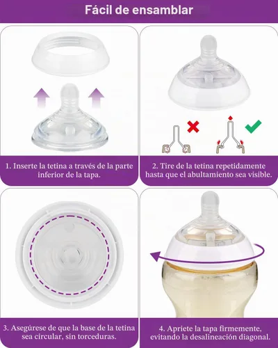Vista 8 de 6 pezones de silicona para botellas Tomme Natural Start anticólicos y botellas anticólicos avanzadas, botella Closer to Nature, flujo lento