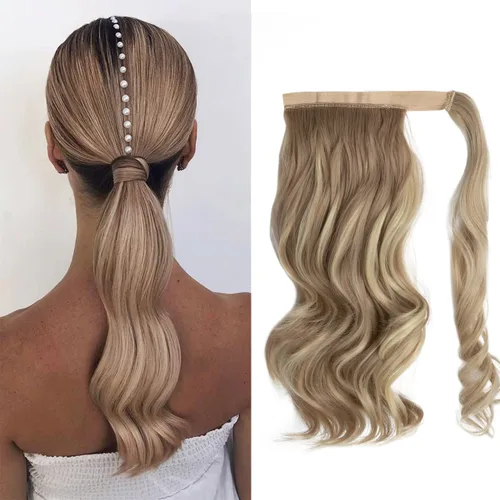 Vista 26 de CJL HAIR 14" Extensión de cola de caballo corta con cabello rizado y ondulado, clip en la cola de caballo, extensión de pelo sintético falso