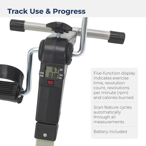 Vista 4 de Drive Medical Pedal para ejercicio plegable de lujo con pantalla electrónica, negro Modelo # RTL10273