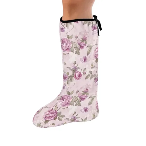 Vista 15 de LedBack Funda para yeso de pierna con mariposas azules y corazones rosas - Protector de pie reutilizable para mantener heridas y vendajes secos
