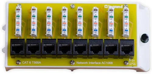 Vista 8 de Legrand - Módulo de interfaz de red OnQ Cat5e, módulo WiFi con 8 puertos, caja de red que proporciona conectividad a dispositivos conectados