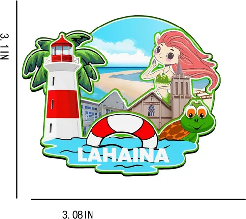 Vista 3 de Lahaina - Imán de madera para nevera, diseño de Hawaii, Estados Unidos, 3137
