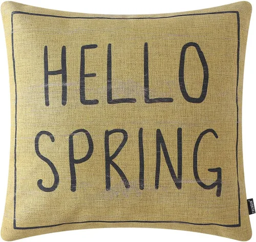 Vista 10 de TRENDIN Hola Spring Fundas de almohada 18.0 x 18.0 in Granja de madera Decoración de Pascua Vacaciones Funda de cojín cuadrada para sofá sofá