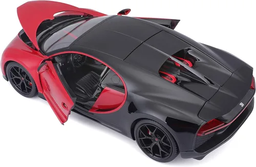 Vista 5 de Maisto Bugatti Chiron Sport 1/18 Modelo de coche fundido a presión, color negro/rojo (18-11044-00000022)