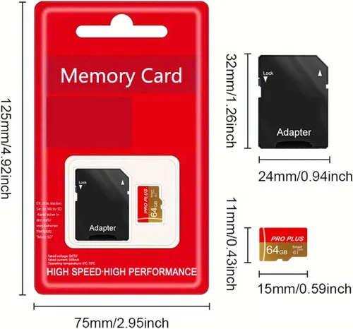 Vista 7 de Paquete de 3 tarjetas TF de 64 GB con adaptador, tarjeta de memoria de alta velocidad, tarjeta TF de memoria UHS-I C10 A1 para tableta/teléfono