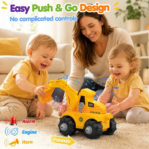 Vista 4 de Excavadora motorizada de juguete para niños de 3 4 5 6 7 8 años