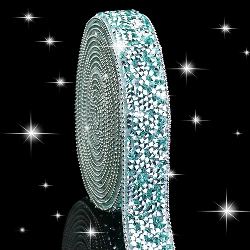 Vista 9 de Dowarm Cinta autoadhesiva de diamantes de imitación plateados, tiras brillantes para manualidades, decoración de bodas, 0.4 pulgadas de ancho