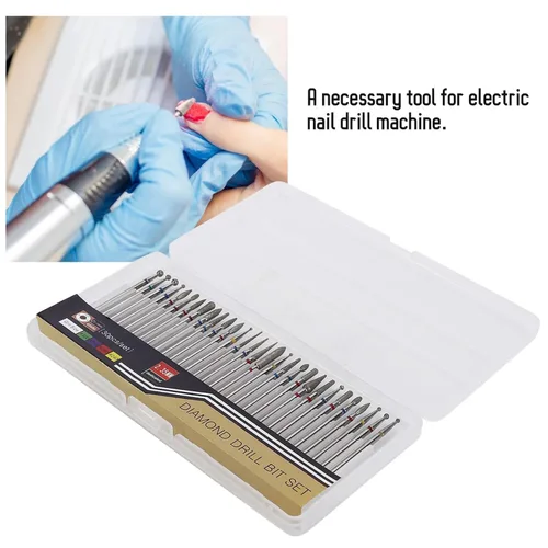 Vista 2 de Juego de 30 brocas de uñas, brocas para quitar acrílico o gel duro, brocas de carburo para manicura y pedicura, herramienta de arte de uñas, broca