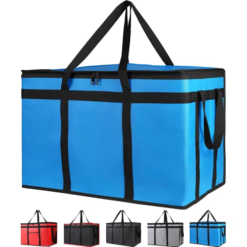 Vista 38 de Bodaon Bolsa de entrega de pizza aislada, 20" x 20" x 8" bolsas calentadoras de pizza para mantener caliente, bolsa aislada para entrega de Negro