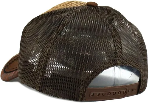 Vista 5 de Gorra de béisbol curvada de malla de camionero bordada estilo occidental de México con diseño de gallo