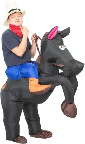 Vista 3 de JYZCOS Disfraz inflable de vaquero para adultos, vestido elegante de jinete de caballo occidental para hombres y mujeres, traje de fiesta
