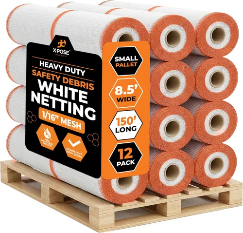 Vista 15 de Xpose Safety Red de seguridad para construcción de Xpose Safety - Rollo de material temporal de 150 pies, malla de 1/4" para cerca de andamio