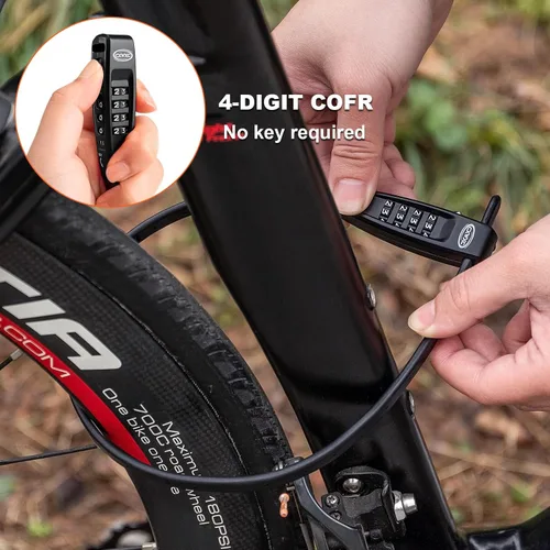 Vista 5 de CXWXC Cerradura de amarre con cremallera, 4 dígitos para casco de bicicleta, motocicleta, patineta, esquís, snowboard, cochecito y gabinete, ideal