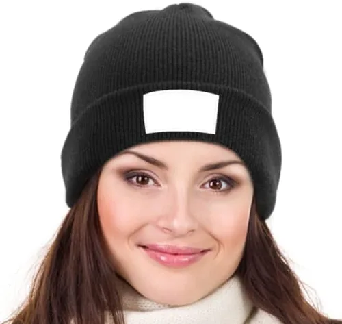 Vista 4 de Gorro de invierno para mujeres y hombres, gorro de invierno con puños, gorro de invierno cálido con calavera, gorra de punto liso