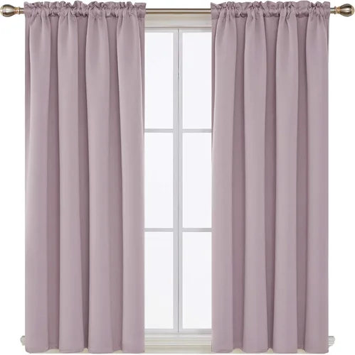 Vista 24 de Deconovo - Cortinas opacas para oscurecer la habitación, con aislamiento térmico, cortinas con ojales Rosa