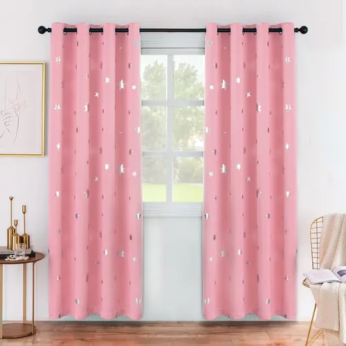 Vista 9 de Anjee - Cortinas opacas estampadas, Rosado