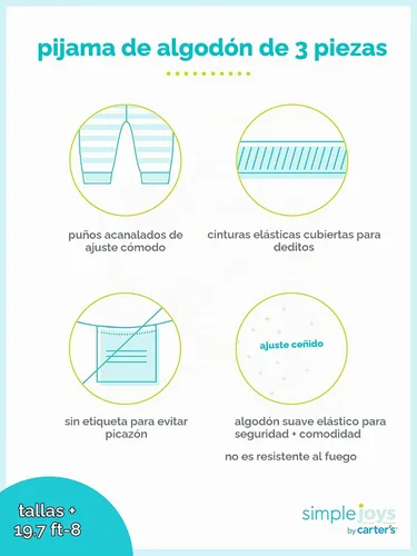 Vista 4 de Simple Joys by Carter's Conjunto de pijama de algodón ajustado de 3 piezas para bebé Rayas Borgoña/Alce Azul Claro