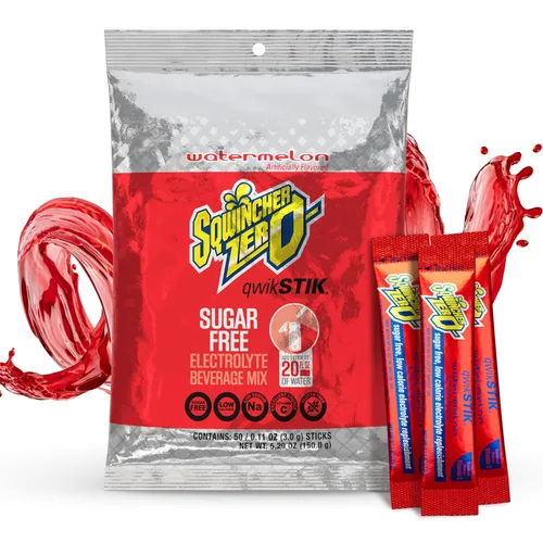 Vista 10 de Bebida en polvo Qwik Stik de Sqwincher, con electrolitos y sin azúcar (contiene 50 unidades), cítrico (Cool Citrus), 50 Zero sugar electrolyte