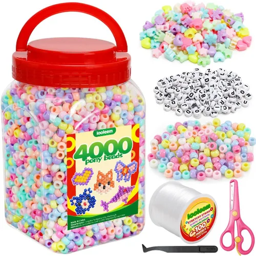 Vista 25 de IOOLEEM Cuentas de poni multicolor a granel, kit de 4000 piezas para pulseras de amistad y fabricación de joyas, fácil almacenamiento 11 Multicolor