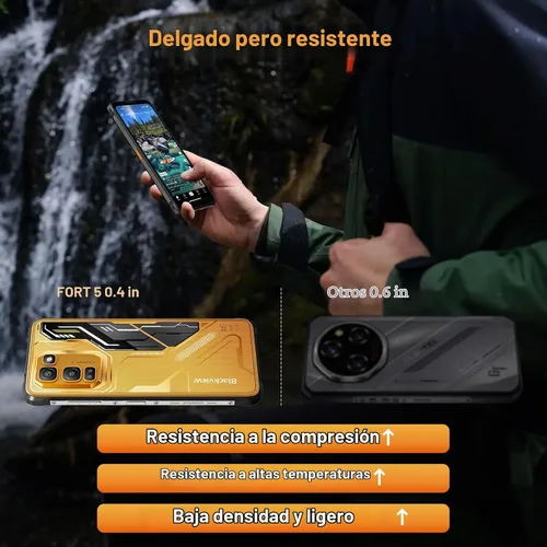 Vista 2 de Blackview Fort 5 - Teléfono resistente desbloqueado, Android 16 para exteriores, 36 GB de RAM 256 GB ROM, cámara de visión nocturna de 108 MP