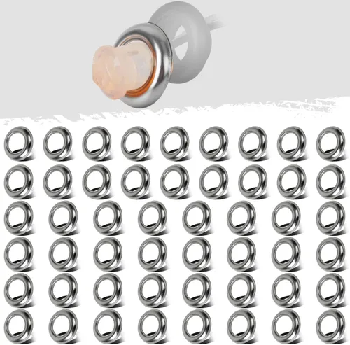 Vista 3 de Partsam 10 mini luces LED redondas rojas de 3/4 pulgadas de marcador lateral + 50 piezas de 3/4 pulgadas redondas de acero inoxidable bisel