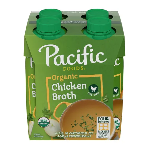Vista 11 de Pacific Foods - Caldo de pollo orgánico criado en corral bajo en sodio, caja de 32 onzas