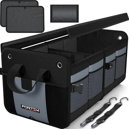 Vista 11 de FORTEM Organizador de maletero con enfriador para SUV, organizador y almacenamiento de automóvil, multicompartimento plegable, regalo de Navidad