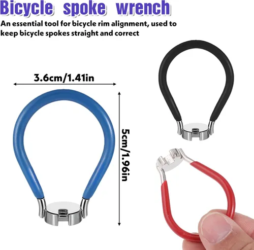 Vista 3 de 7 llaves de radios de bicicleta, herramienta de llave dinamométrica de radios de acero para llantas de bicicleta, kit correcto de llanta