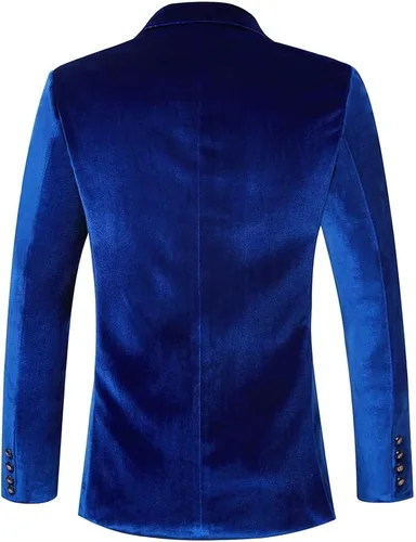 Vista 2 de THWEI Blazer de terciopelo para hombre, chaqueta de traje sólido de moda ajustada