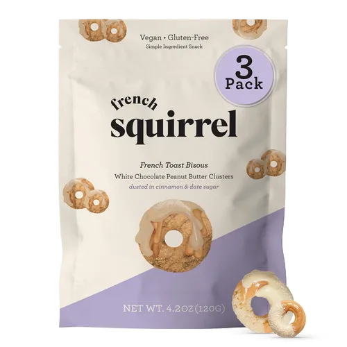 Vista 8 de French Squirrel Racimos de granola vegana, bocados de cereales de mantequilla de maní de chocolate sin gluten y bajos en azúcar, aperitivo crujiente