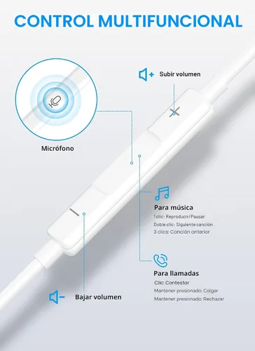 Vista 4 de Auriculares USB C para iPhone 17 16 15, auriculares con cable USB C con micrófono y control de volumen, para auriculares Apple con cable