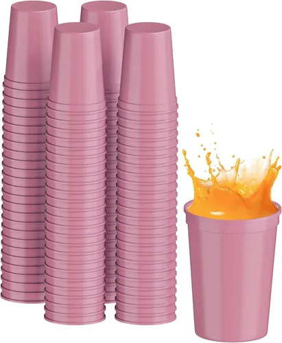 Vista 37 de PartyPrints Paquete de 100 vasos de plástico en blanco reutilizables de 10 a 12 onzas, vasos de estadio a granel, sin BPA, aptos para lavavajillas