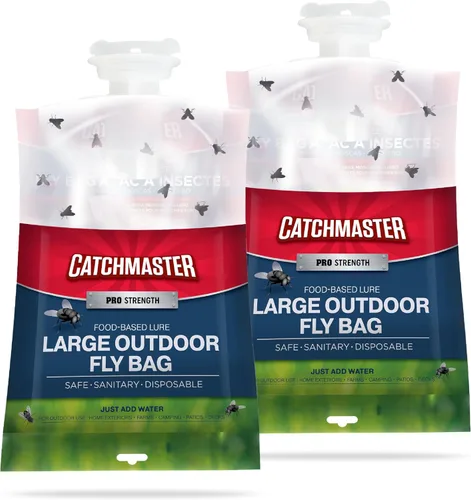 Vista 9 de Catchmaster - Trampa para moscas reutilizable para exteriores, 1 tarro azul colgante con cebo Catches All Species of Fly, Fly Traps Outdoor w