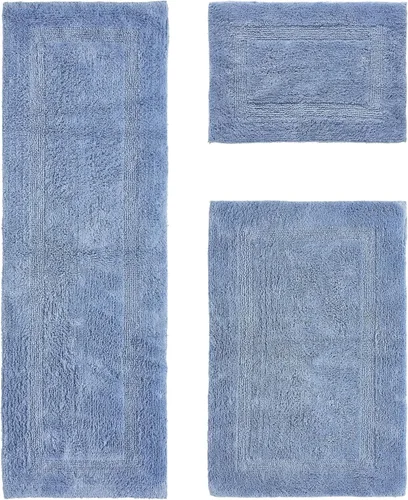 Vista 488 de Better Trends - Juego de 2 alfombras de baño 100% algodón, extra suaves, con borlas, de 17" x 24", alfombra de baño superabsorbente y reversible