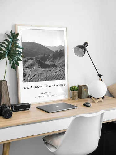 Vista 3 de Cameron Highlands Travel Print, Black and White Travel Poster, Travel Poster, Southeast Asia Travel Poster, Malaysia Travel Print, Malaysia Travel