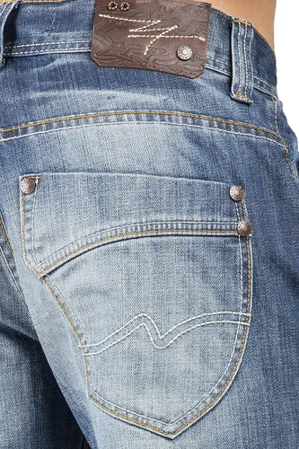 Vista 5 de Level 7 Jeans relajados y de pierna recta para hombre con corte de bota y bolsillo con cremallera