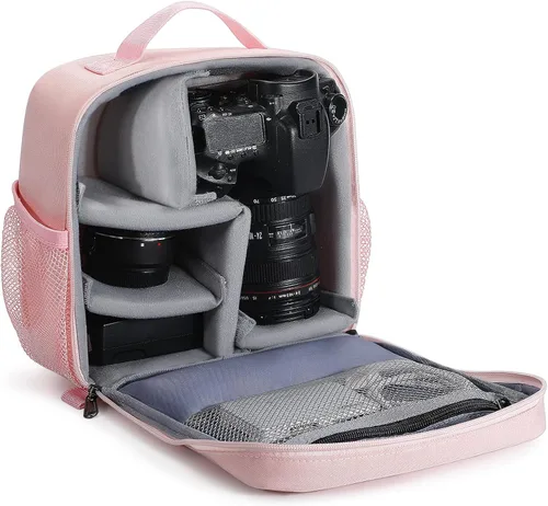 Vista 7 de BAIGIO Bolsa de inserción para cámara, funda interior de alta capacidad, a prueba de golpes y resistente al agua, bolsa interior para cámara DSLR