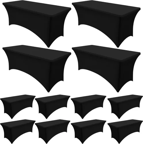 Vista 60 de Smiry Paquete de 2 manteles de elastano de 6 pies, manteles elásticos ajustables extensibles, lavables y sin arrugas, cubiertas rectangulares de Rojo