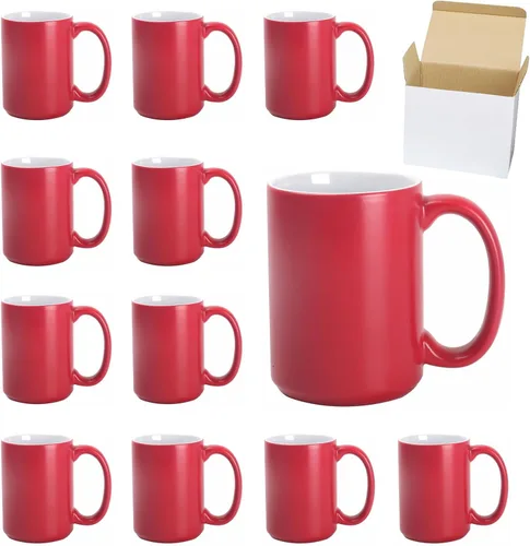 Vista 12 de Taza de café de cerámica por sublimación de 15 onzas, 12 colores surtidos, caja de 24 colores variados (12 Assorted colors)